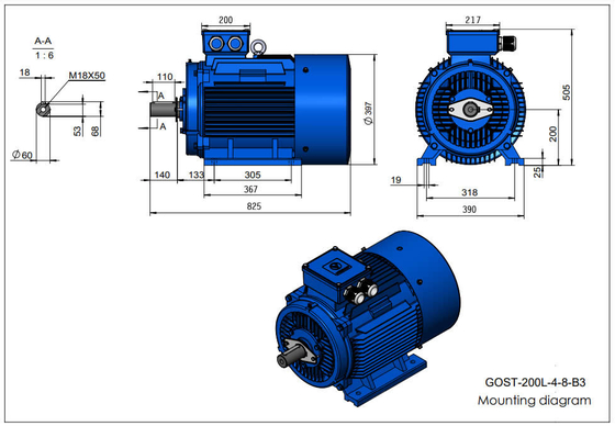 30KW Metoda pendinginan Motor Squirrel Cage Dengan Top Terminal Box Location 200L